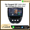 2+64G Carplay Android 13 Autoradio GPS Navi WIFI BT Für Toyota Aygo Peugeot 107