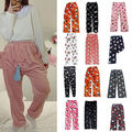 Frauen Kawaii Hello Kitty Pyjama Hose Flanell Warm Schlafanzughose Relaxhose