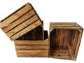 Holzkistenset Boxen Aufbewahrungsbox Regal geflammt used 50 x 40 x 30cm 4er SET