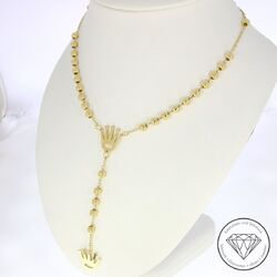 Wert 1.350,- Edle Rosenkranz Kronen Kette 585 / 14 Karat Gelb Gold 62,0 cm XXYY