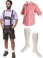 Trachtenset B dunkelbraun kurz Trachtenlederhose + Trachtenhemd + Trachtensocken