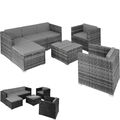 Polyrattan Sitzgruppe Lounge Gartenmöbel Set Garnitur Sofa 2 Sessel Hocker Tisch