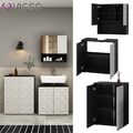 Badmöbel-Set Badezimmer-Möbel Bad-Schrank Edge Schwarz Weiß modern Vicco