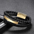 Leder Armband Perlenkette Armreif Herren Braid Magnetverschluss Tigerauge Beads