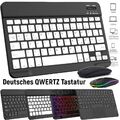 Beleuchtete QWERTZ Tastatur Maus für Samsung Galaxy Tab S9 S8 S6 Lite A8 A9 Plus