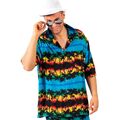 Hawaii Kostüm Aloha Shirt Hemd Blau mit Palmen für Herren Gr. 48-58 Beachparty