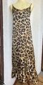 NA-KD Kleid Trägerkleid Gr. 36 Animal Leopard Satin Volant Midi braun Beige