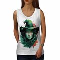 Wellcoda Spooky Green Witch Face with Mystical Damen Tank Top