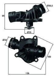 Mahle Thermostat Kühlmittel Ti23488 für BMW X5 + X6 + X3 + E63 + E64 01-13