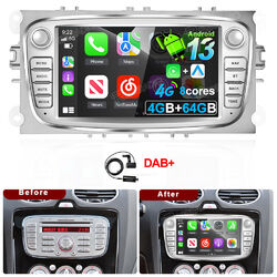 mit DAB Autoradio Für Ford Galaxy Focus MK2 Mondeo C S Max Android 13 4+64GB GPS