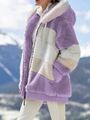 Damen Flauschiger Teddy Fleece Mantel Jacke Kapuzenjacke Kapuze Wintermantel FG