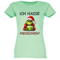 Grinch Ich hasse Menschen, Damen T-Shirt, Sprücheshirt, Funshirt,Joke Gr:XS-3XL