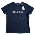 Tommy Hilfiger T-Shirt Jersey Shirt Gr S Navy Kurzarm Logoprint Rundhals NEU