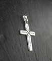 Anhänger Kette rhodiniert Kreuz modern Design 925er Sterling Silber