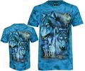 T-Shirt Krawatte Dye Wolves under a Full Moon Wolf Pack Wald leuchten im Dunkeln von Wild