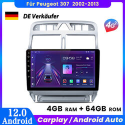 DAB+ Android 13 Autoradio GPS Navi Für Peugeot 307 CC SW 2002-2013 4+64GB DSP BT