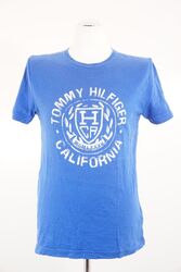 Tommy Hilfiger Herren T-Shirt S blau motiv Rundhals Kurzarm Baumwolle A688