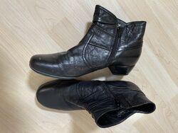 Gabor Damen Leder Stiefel Gr 7 Schwarz 40,5 Stiefelette Reißverschluß Absatz ✅