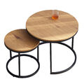 2er Set Rund Couchtischset Beistelltisch Wohnzimmertisch Sofatisch Helle EICHE