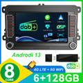 4G LTE DAB+128GB Android 13 Autoradio CarPlay GPS Für VW Touran Golf Passat Polo