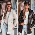 Damen Übergangsjacke mit Kapuze Steppjacke Lange Jacke Unifarbe  DSTREET S-2XL