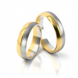 1 Paar Trauringe Hochzeitsringe Gold 333 - Bicolor Gelbgold / Weißgold - B: 4mm