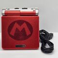 Nintendo Gameboy Advance GBA SP Konsole - Original Rot Silber Mario +  Ladek.
