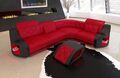 Sofa Leder Eckcouch Ledercouch LED Ecksofa Schwarz Weiß Ledersofa Genua L Form