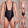 Herren Rückenfrei Tanga Turnanzug Hoch Elastisch Bademode Glänzend Body für U