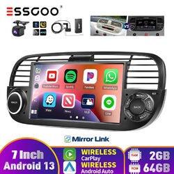 7" Android 13 64G Apple Carplay DAB+ Autoradio Für Fiat 500 07-2015 GPS NAV Cam