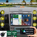 Autoradio Apple CarPlay Android 13 GPS Navi für Toyota Corolla Verso 2003-2009