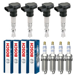 4x ESEN SKV Zündspule +4x BOSCH Zündkerze Doppelplatin für VW EOS 1F7 1F8