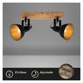 B-Kartonage Briloner  Barnim Deckenlampe 2-flammig Spot Schwenkbar Holz Schwarz-