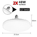 2x 48W LED Deckenleuchte E27 Küche Badleuchte Wohnzimmer Deckenlampe Kaltweiß DE