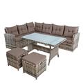 Polyrattan Sitzgruppe Essgruppe Gartenmöbel Lounge Gartengarnitur Beige-Braun