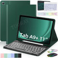 Schutzhülle mit QWERTZ Beleuchtete Tastatur Maus Für Samsung Galaxy Tab A9+ Plus