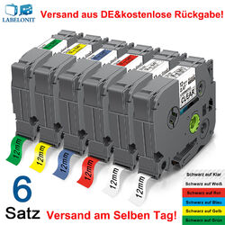 6x Schriftband TZe-231 TZe-131 12mm für Brother P-Touch PT E100 H100LB H105 1000