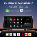 12,3" Android 14 Autoradio für BMW X1 F48 NBT GPS Navi CarPlay BT5.0 4G LTE AUX