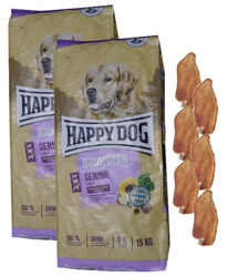 2x15kg Happy Dog  Naturcroq Senior Hundefutter +  6x Kaninchenohren BLITZVERSAND