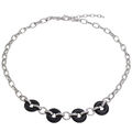 Halskette echt Silber 925 Sterlingsilber rhodiniert mit Onyx Damen Kette massiv