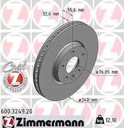 Set 2x Bremsscheibe Zimmermann für VW Bentley Multivan T6 07-24 600.3249.20