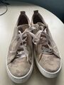 Paul Green Schuhe Sneaker Leder Schnürschuh beige rosé nude floral 39  40  6,5