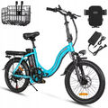 20 Zoll E Mountainbike 350W Elektrofahrrad 36V 12AH Moped 7 Gänge City E Bike