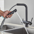 3 Wege Küchenarmatur Trinkwasser Ausziehbarer Brause Wasserhahn mit Osmoseanlage