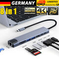 USB C Hub 8 in 1 Adapter mit HDMI 4K USB 3.0 Micro SD/TF RJ45 Ethernet Netzwerk