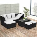 4-tlg. Garten-Lounge-Set mit Auflagen Poly Rattan Loungemöbel & Sitzgruppen Set