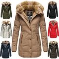 Marikoo Damen Winterjacke Steppjacke Kurz Parka Jacke Kapuze gefüttert Lieblings