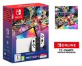 Nintendo Switch OLED + Mario Kart 8: Deluxe + 12 Monate Nintendo Online Weiß