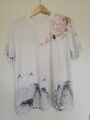 T-Shirt im Asien-Stil mit chinesischer Malerei + Kalligraphie Gr. M-L * wie neu