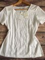 Neu mit Etikett Just White Peter Hahn Stickerei englische Baumwollbluse 38, UK 12